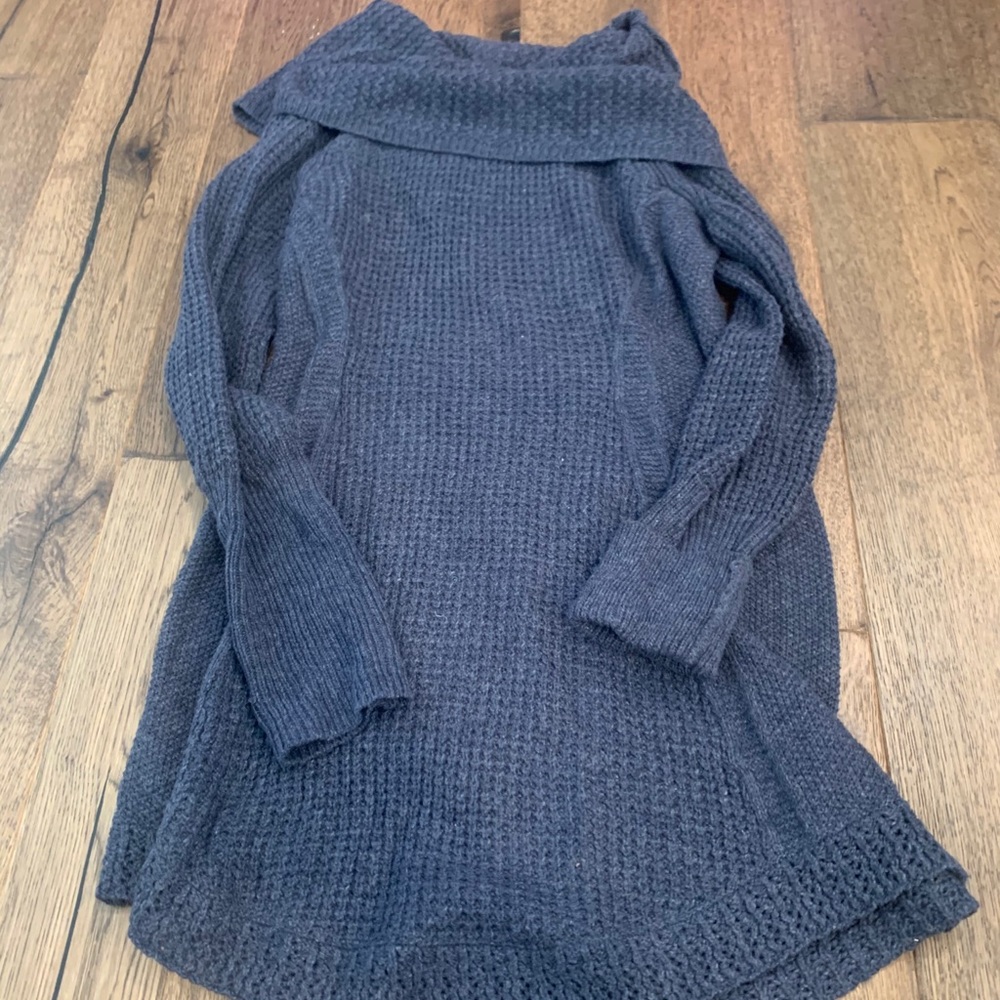 Blue cowl neck